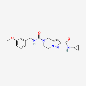 molecular formula C19H23N5O3 B4534868 N~2~-cyclopropyl-N~5~-(3-methoxybenzyl)-6,7-dihydropyrazolo[1,5-a]pyrazine-2,5(4H)-dicarboxamide 