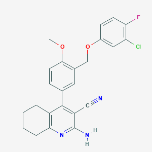 2-Amino-4-{3-[(3-chloro-4-fluorophenoxy)methyl]-4-methoxyphenyl}-5,6,7,8-tetrahydro-3-quinolinecarbonitrile