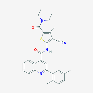 molecular formula C29H28N4O2S B453488 N-[3-cyano-5-(diethylcarbamoyl)-4-methylthiophen-2-yl]-2-(2,5-dimethylphenyl)quinoline-4-carboxamide 