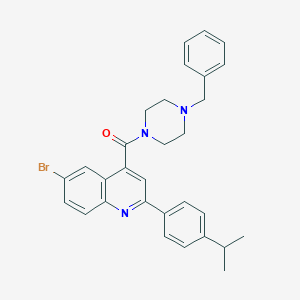 molecular formula C30H30BrN3O B453490 4-[(4-Benzyl-1-piperazinyl)carbonyl]-6-bromo-2-(4-isopropylphenyl)quinoline 