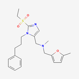 molecular formula C22H29N3O3S B4534911 1-[2-(ethylsulfonyl)-1-(3-phenylpropyl)-1H-imidazol-5-yl]-N-methyl-N-[(5-methyl-2-furyl)methyl]methanamine 