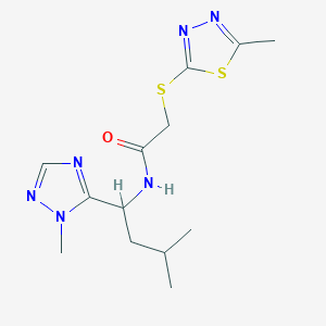 molecular formula C13H20N6OS2 B4534916 N-[3-methyl-1-(1-methyl-1H-1,2,4-triazol-5-yl)butyl]-2-[(5-methyl-1,3,4-thiadiazol-2-yl)thio]acetamide 