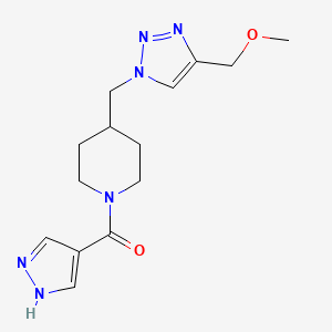 molecular formula C14H20N6O2 B4534930 4-{[4-(methoxymethyl)-1H-1,2,3-triazol-1-yl]methyl}-1-(1H-pyrazol-4-ylcarbonyl)piperidine 