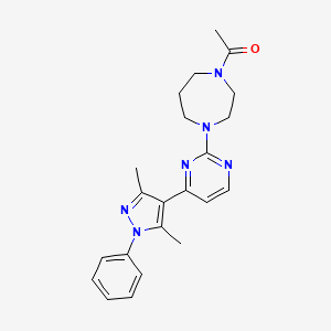 molecular formula C22H26N6O B4534945 1-acetyl-4-[4-(3,5-dimethyl-1-phenyl-1H-pyrazol-4-yl)-2-pyrimidinyl]-1,4-diazepane trifluoroacetate 