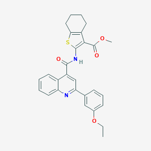 molecular formula C28H26N2O4S B453495 Methyl 2-({[2-(3-ethoxyphenyl)-4-quinolinyl]carbonyl}amino)-4,5,6,7-tetrahydro-1-benzothiophene-3-carboxylate 