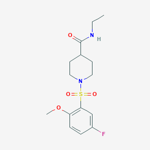 molecular formula C15H21FN2O4S B4534974 N-ethyl-1-[(5-fluoro-2-methoxyphenyl)sulfonyl]-4-piperidinecarboxamide 