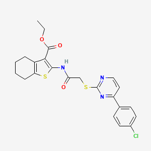 molecular formula C23H22ClN3O3S2 B4534977 ethyl 2-[({[4-(4-chlorophenyl)-2-pyrimidinyl]thio}acetyl)amino]-4,5,6,7-tetrahydro-1-benzothiophene-3-carboxylate 