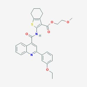 molecular formula C30H30N2O5S B453502 2-Methoxyethyl 2-({[2-(3-ethoxyphenyl)-4-quinolinyl]carbonyl}amino)-4,5,6,7-tetrahydro-1-benzothiophene-3-carboxylate 