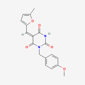 molecular formula C18H16N2O5 B4535040 1-(4-methoxybenzyl)-5-[(5-methyl-2-furyl)methylene]-2,4,6(1H,3H,5H)-pyrimidinetrione 