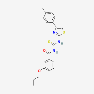molecular formula C21H21N3O2S2 B4535062 N-({[4-(4-methylphenyl)-1,3-thiazol-2-yl]amino}carbonothioyl)-3-propoxybenzamide 