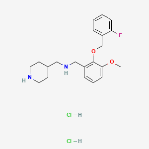 molecular formula C21H29Cl2FN2O2 B4535104 {2-[(2-fluorobenzyl)oxy]-3-methoxybenzyl}(4-piperidinylmethyl)amine dihydrochloride 