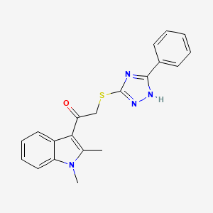 molecular formula C20H18N4OS B4535111 1-(1,2-dimethyl-1H-indol-3-yl)-2-[(5-phenyl-4H-1,2,4-triazol-3-yl)thio]ethanone 
