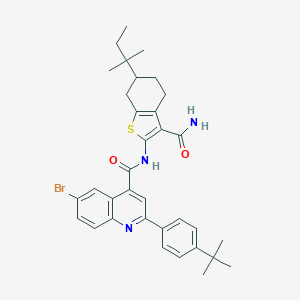 molecular formula C34H38BrN3O2S B453513 6-bromo-2-(4-tert-butylphenyl)-N-[3-carbamoyl-6-(2-methylbutan-2-yl)-4,5,6,7-tetrahydro-1-benzothiophen-2-yl]quinoline-4-carboxamide 