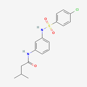 molecular formula C17H19ClN2O3S B4535138 N-(3-{[(4-chlorophenyl)sulfonyl]amino}phenyl)-3-methylbutanamide 