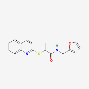 molecular formula C18H18N2O2S B4535139 N-(2-furylmethyl)-2-[(4-methyl-2-quinolinyl)thio]propanamide 