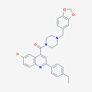 molecular formula C30H28BrN3O3 B453515 4-{[4-(1,3-Benzodioxol-5-ylmethyl)-1-piperazinyl]carbonyl}-6-bromo-2-(4-ethylphenyl)quinoline 