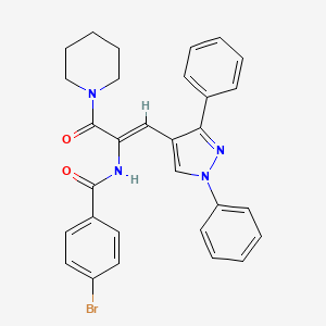 molecular formula C30H27BrN4O2 B4535156 4-bromo-N-[2-(1,3-diphenyl-1H-pyrazol-4-yl)-1-(1-piperidinylcarbonyl)vinyl]benzamide 