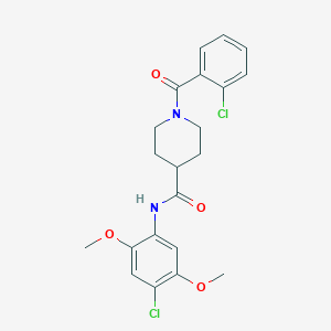 molecular formula C21H22Cl2N2O4 B4535166 1-(2-chlorobenzoyl)-N-(4-chloro-2,5-dimethoxyphenyl)-4-piperidinecarboxamide 