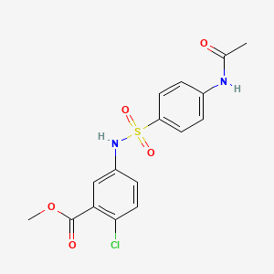molecular formula C16H15ClN2O5S B4535188 methyl 5-({[4-(acetylamino)phenyl]sulfonyl}amino)-2-chlorobenzoate 