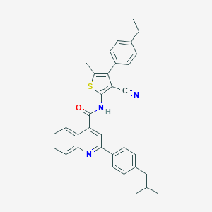 molecular formula C34H31N3OS B453520 N-[3-cyano-4-(4-ethylphenyl)-5-methylthiophen-2-yl]-2-[4-(2-methylpropyl)phenyl]quinoline-4-carboxamide 