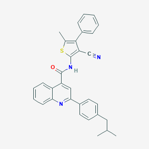 N-(3-cyano-5-methyl-4-phenylthiophen-2-yl)-2-[4-(2-methylpropyl)phenyl]quinoline-4-carboxamide