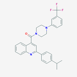 molecular formula C30H28F3N3O B453522 2-(4-Isopropylphenyl)-4-({4-[3-(trifluoromethyl)phenyl]-1-piperazinyl}carbonyl)quinoline 