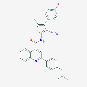 molecular formula C32H26FN3OS B453523 N-[3-cyano-4-(4-fluorophenyl)-5-methylthiophen-2-yl]-2-[4-(2-methylpropyl)phenyl]quinoline-4-carboxamide 