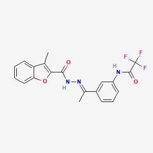 molecular formula C20H16F3N3O3 B4535245 2,2,2-trifluoro-N-(3-{N-[(3-methyl-1-benzofuran-2-yl)carbonyl]ethanehydrazonoyl}phenyl)acetamide 