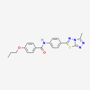 molecular formula C20H19N5O2S B4535250 N-[4-(3-methyl[1,2,4]triazolo[3,4-b][1,3,4]thiadiazol-6-yl)phenyl]-4-propoxybenzamide 