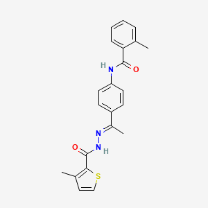 molecular formula C22H21N3O2S B4535258 2-methyl-N-(4-{N-[(3-methyl-2-thienyl)carbonyl]ethanehydrazonoyl}phenyl)benzamide 