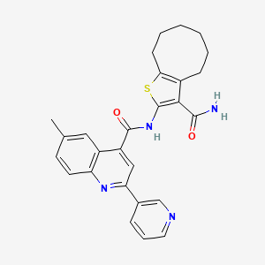 molecular formula C27H26N4O2S B4535301 N-[3-(aminocarbonyl)-4,5,6,7,8,9-hexahydrocycloocta[b]thien-2-yl]-6-methyl-2-(3-pyridinyl)-4-quinolinecarboxamide 