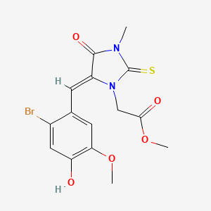 molecular formula C15H15BrN2O5S B4535307 methyl [5-(2-bromo-4-hydroxy-5-methoxybenzylidene)-3-methyl-4-oxo-2-thioxo-1-imidazolidinyl]acetate 