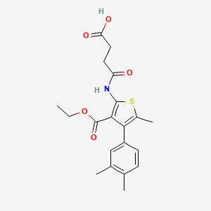 molecular formula C20H23NO5S B4535317 4-{[4-(3,4-dimethylphenyl)-3-(ethoxycarbonyl)-5-methyl-2-thienyl]amino}-4-oxobutanoic acid 