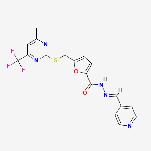 molecular formula C18H14F3N5O2S B4535324 5-({[4-methyl-6-(trifluoromethyl)-2-pyrimidinyl]thio}methyl)-N'-(4-pyridinylmethylene)-2-furohydrazide 