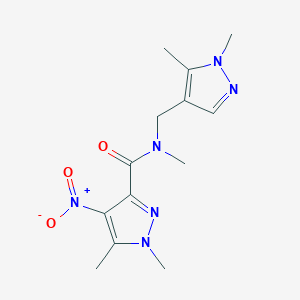 molecular formula C13H18N6O3 B4535352 N-[(1,5-dimethyl-1H-pyrazol-4-yl)methyl]-N,1,5-trimethyl-4-nitro-1H-pyrazole-3-carboxamide 