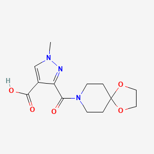molecular formula C13H17N3O5 B4535379 3-(1,4-dioxa-8-azaspiro[4.5]dec-8-ylcarbonyl)-1-methyl-1H-pyrazole-4-carboxylic acid 