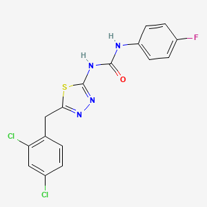 molecular formula C16H11Cl2FN4OS B4535409 N-[5-(2,4-dichlorobenzyl)-1,3,4-thiadiazol-2-yl]-N'-(4-fluorophenyl)urea 