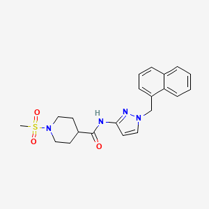 molecular formula C21H24N4O3S B4535444 1-(methylsulfonyl)-N-[1-(1-naphthylmethyl)-1H-pyrazol-3-yl]-4-piperidinecarboxamide 