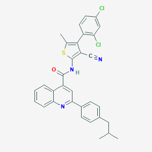 molecular formula C32H25Cl2N3OS B453546 N-[3-cyano-4-(2,4-dichlorophenyl)-5-methylthiophen-2-yl]-2-[4-(2-methylpropyl)phenyl]quinoline-4-carboxamide 