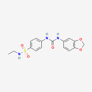 molecular formula C16H17N3O5S B4535472 4-{[(1,3-benzodioxol-5-ylamino)carbonyl]amino}-N-ethylbenzenesulfonamide 