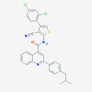 molecular formula C31H23Cl2N3OS B453548 N-[3-cyano-4-(2,4-dichlorophenyl)thiophen-2-yl]-2-[4-(2-methylpropyl)phenyl]quinoline-4-carboxamide 
