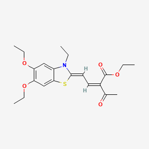 ethyl 2-acetyl-4-(5,6-diethoxy-3-ethyl-1,3-benzothiazol-2(3H)-ylidene)-2-butenoate