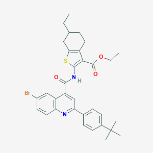 molecular formula C33H35BrN2O3S B453549 Ethyl 2-({[6-bromo-2-(4-tert-butylphenyl)-4-quinolinyl]carbonyl}amino)-6-ethyl-4,5,6,7-tetrahydro-1-benzothiophene-3-carboxylate 