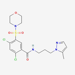 molecular formula C18H22Cl2N4O4S B4535498 2,4-dichloro-N-[3-(5-methyl-1H-pyrazol-1-yl)propyl]-5-(4-morpholinylsulfonyl)benzamide 