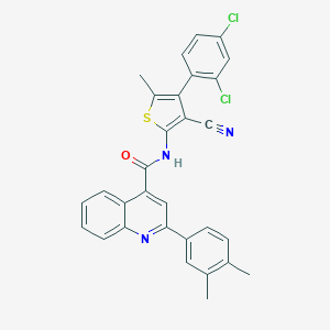 molecular formula C30H21Cl2N3OS B453550 N-[3-cyano-4-(2,4-dichlorophenyl)-5-methylthiophen-2-yl]-2-(3,4-dimethylphenyl)quinoline-4-carboxamide 
