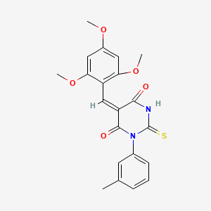 molecular formula C21H20N2O5S B4535519 1-(3-methylphenyl)-2-thioxo-5-(2,4,6-trimethoxybenzylidene)dihydro-4,6(1H,5H)-pyrimidinedione 