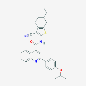 molecular formula C30H29N3O2S B453553 N-(3-cyano-6-ethyl-4,5,6,7-tetrahydro-1-benzothien-2-yl)-2-(4-isopropoxyphenyl)-4-quinolinecarboxamide 