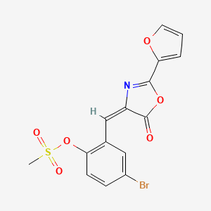 molecular formula C15H10BrNO6S B4535537 4-bromo-2-{[2-(2-furyl)-5-oxo-1,3-oxazol-4(5H)-ylidene]methyl}phenyl methanesulfonate 