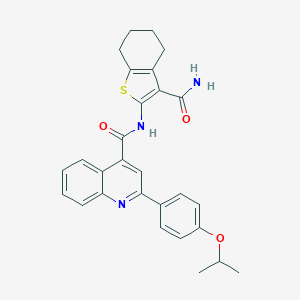 molecular formula C28H27N3O3S B453557 N-(3-carbamoyl-4,5,6,7-tetrahydro-1-benzothiophen-2-yl)-2-[4-(propan-2-yloxy)phenyl]quinoline-4-carboxamide 