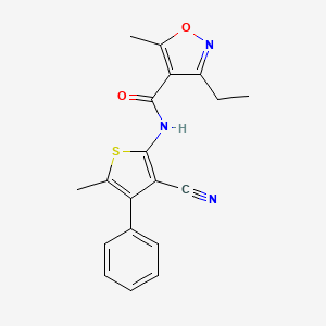 molecular formula C19H17N3O2S B4535585 N-(3-cyano-5-methyl-4-phenyl-2-thienyl)-3-ethyl-5-methyl-4-isoxazolecarboxamide 